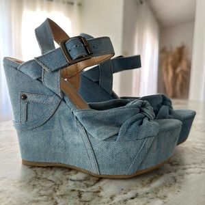 Denim platform wedges size 5.5 NEW